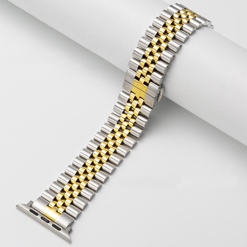 Watchband Stainless Steel Watchband for Apple Watch 6 5 4 3 2 Band Five Beads Luxury Metal Strap Bracelet For iWatch 6 5 Band 45mm 49mm