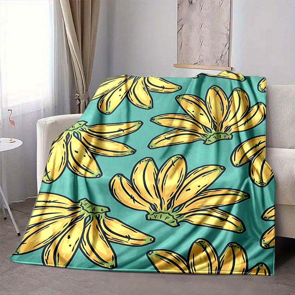 1pc Banana Pattern Blanket Warm, Cozy, And Soft, Suitable for Sofas, Beds, Cars, And Office Use.Perfect for Camping And Travel, Making It a Great Gift