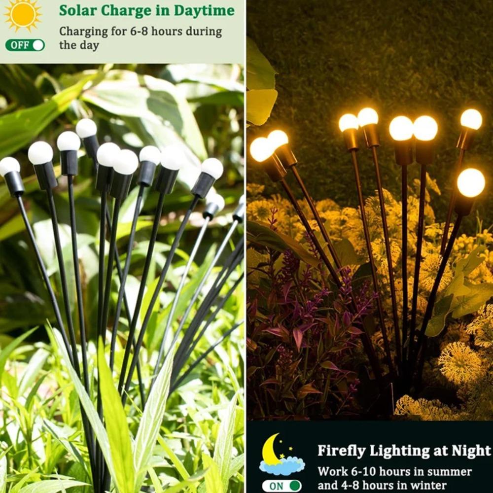 Solar Firefly Lights with 6/8/10 LEDs Starlight Swaying Garden Landscape Ambiance Lights for Patio Trail Outdoor Decor
