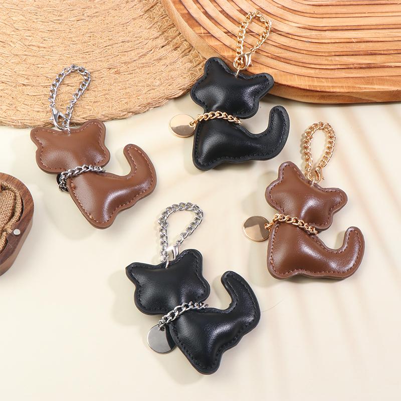 Pu Leather Cat Keychain Cute Animal Keyring Women Bag Charm Handbag Hanging Pendant Decoration Girl Gifts