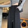Plus Size 300 Jin Shiny Fleece Wide-Leg Pants for Women - New Loose Fit, High-Waisted, Versatile for Autumn & Winter