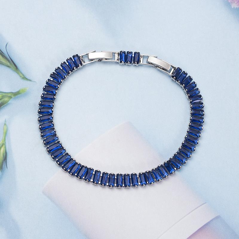 

Прямоугольный цирконовый браслет, Модный, Простой и Универсальный Хип-хоп Браслет Ювелирные изделия Женщины S007 серебряный