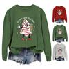 Fall Winter Lady Sweatshirt Cartoon Print Elastic Cuffs And Hem Loose Round Neck Pullover Mid Length Daily Wear Sport Top