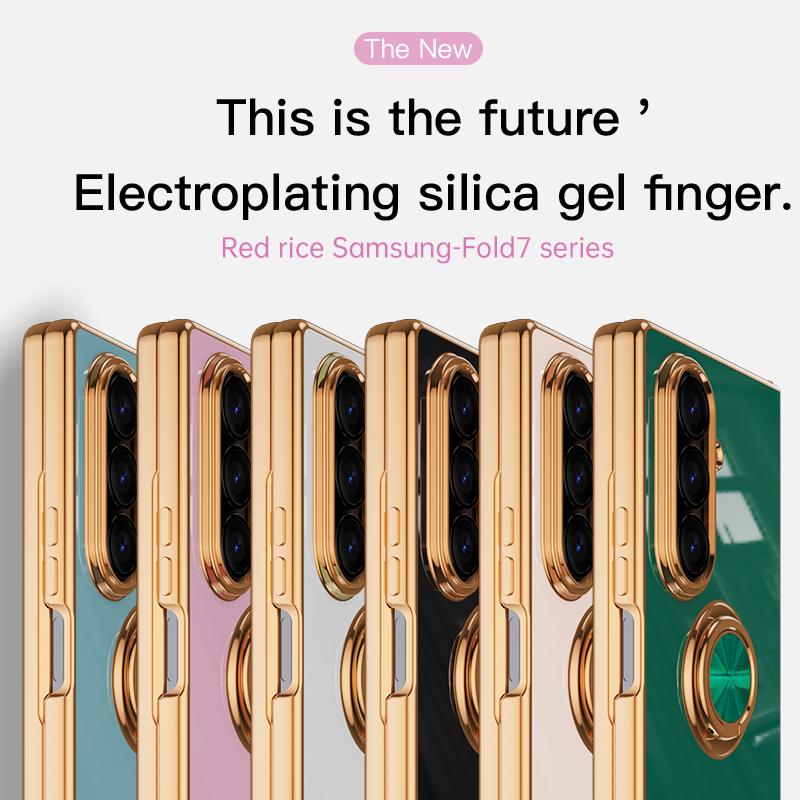 Galvanisierte stoßfeste Handyhülle mit 360°-Ringhalter und Ständer für Samsung Galaxy Z Fold 7 6 5 4 Fold7 Fold6 Fold5 Fold4 5G
