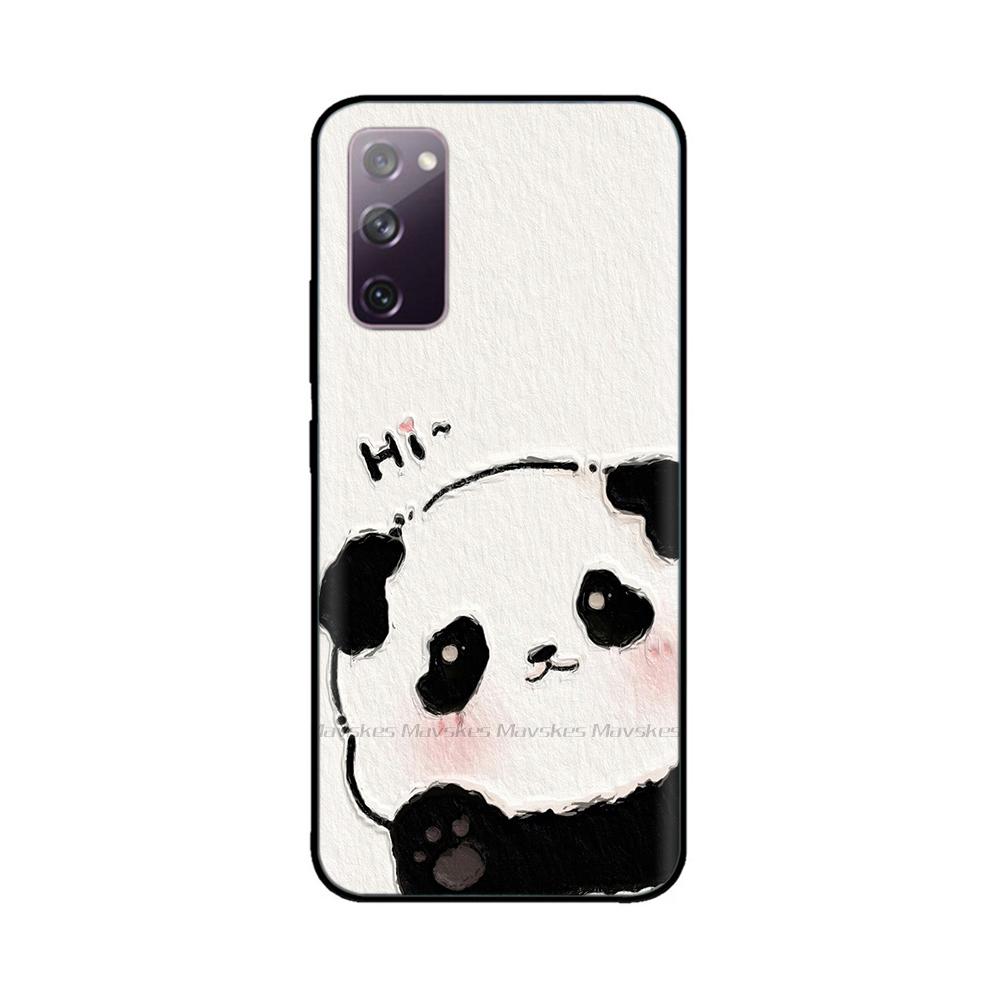 For Samsung Galaxy S20 FE Phone Case Cute Panda Funda Back Cover For Samsung S20 Ultra S20+ Liquid Silicone Protective Bumper