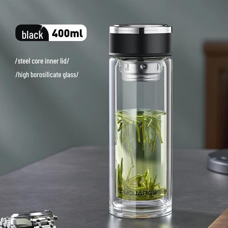 FUGUANG 400ml Portable Glass Tea Infuser Bottle