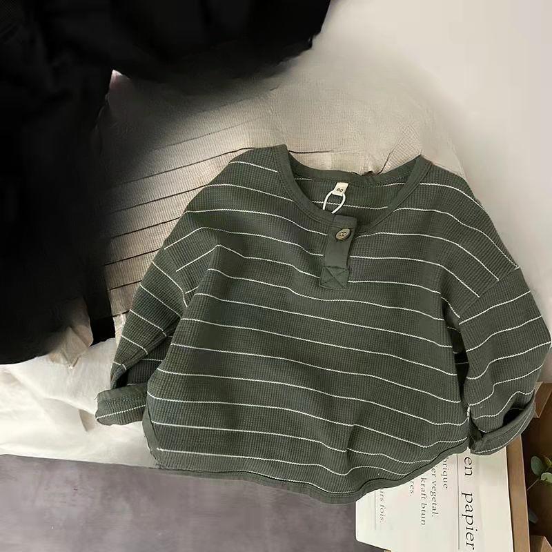 

Весна Осень Новые Детские Повседневные Футболки Свободные Детские Полосатые Футболки Футболки Для Мальчиков Девочек Топы С Длинным Рукавом Детская Одежда 80 армия зеленый