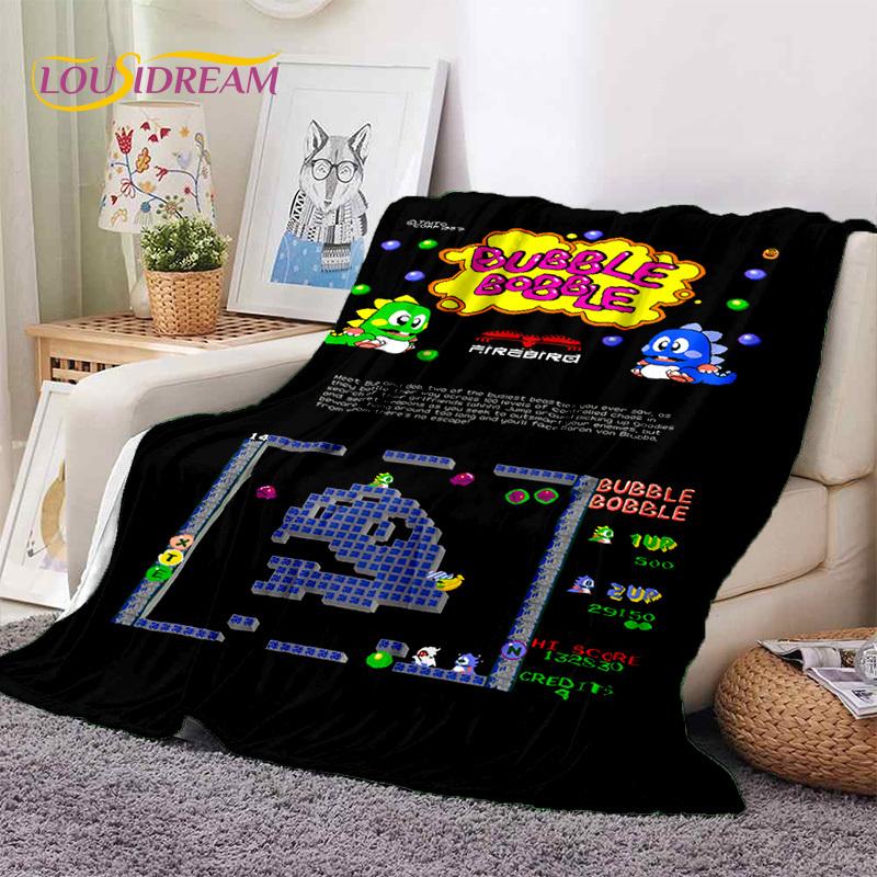 Cartoon Bubble Bobble Puzzle Bobble Retro Game Soft Blankets,Throw Blanket Comfortable Blanket for Picnic Beds Home Bedroom Kids