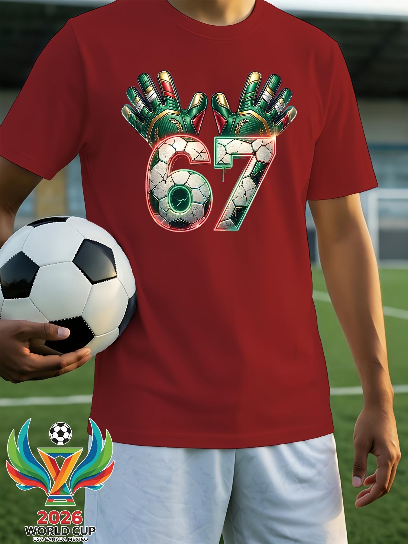 Мужская домашняя одежда Топ [Лицензия Чемпионата мира по футболу] Футболка Чемпионата мира по футболу FIFA 2026, Мягкая и дышащая футболка с коротким рукавом S красный