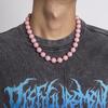 New Fashion Niche Personality Design Pink Acrylic Bead Chain Necklace for Men