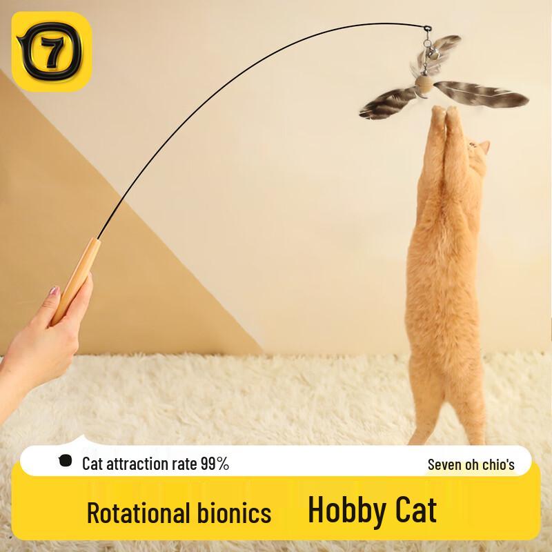 Wooden Handle Feather Wand Cat Toy