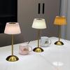 Wiederaufladbare LED-Tischleuchte aus Metall mit Stoffschirm Kabellos Dimmbar Kreatives Stimmungslicht Tragbares Touch-Umgebungslicht für Wohnzimmer