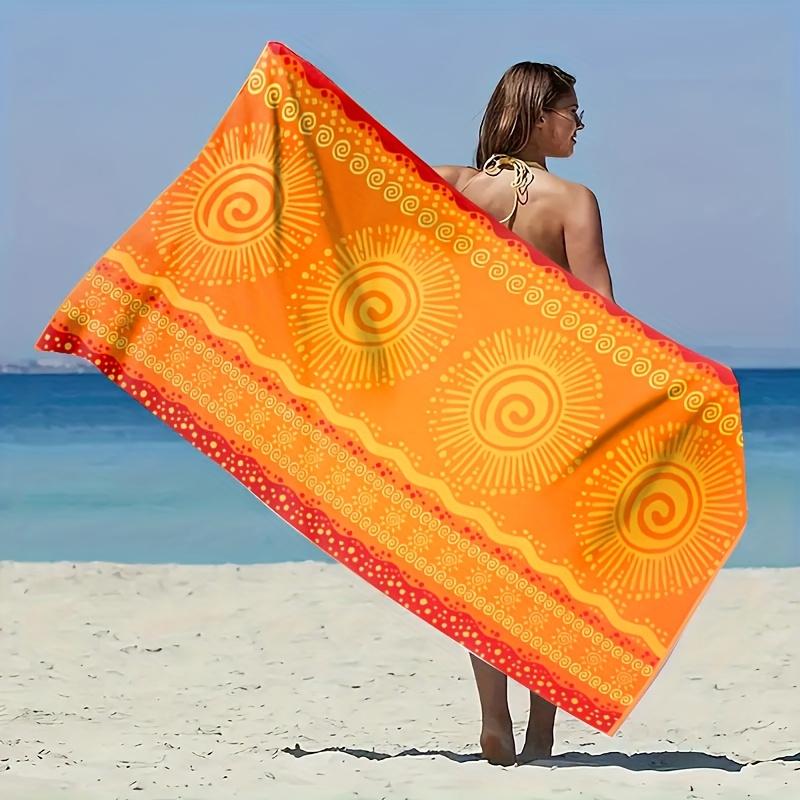 Creative Man White 1Pc Bohemian Pattern Beach Towel,Suitable Seaside,Swimming Pool,Bathroom,Camping Travel,Yoga Fitness Multipurpose Beach Towel