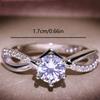 V Chevron Solitaire Ring CopperCZ Paved Promise Engagement Ring for Women Wedding Jewelry