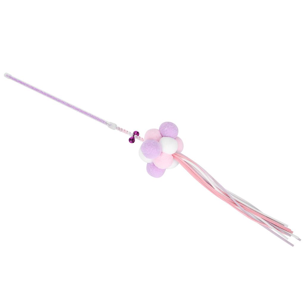 Pet Cat Tassel Playing Stick with Bell and Plush Ball Cat Interactive Training ToyPurple
