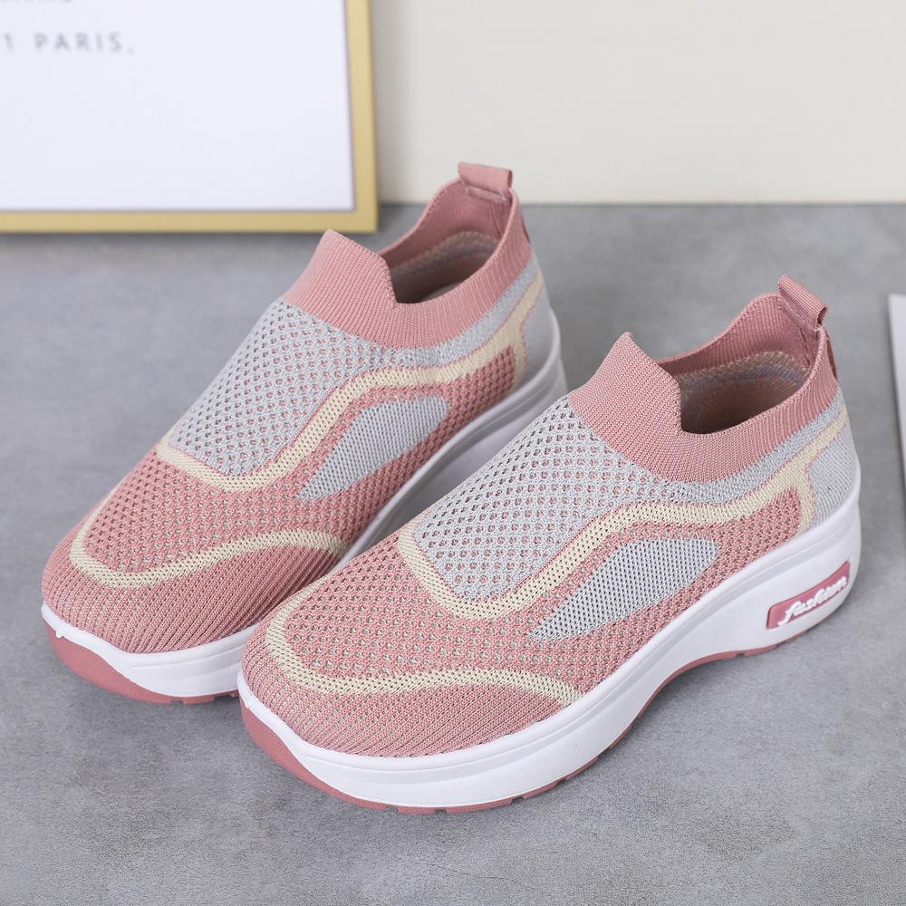 24-Year-old New Mesh Breathable Casual Shoes Heightened Thick-soled Non-slip and Wear-resistant Elderly Walking Shoes One-pedal Mother Shoes