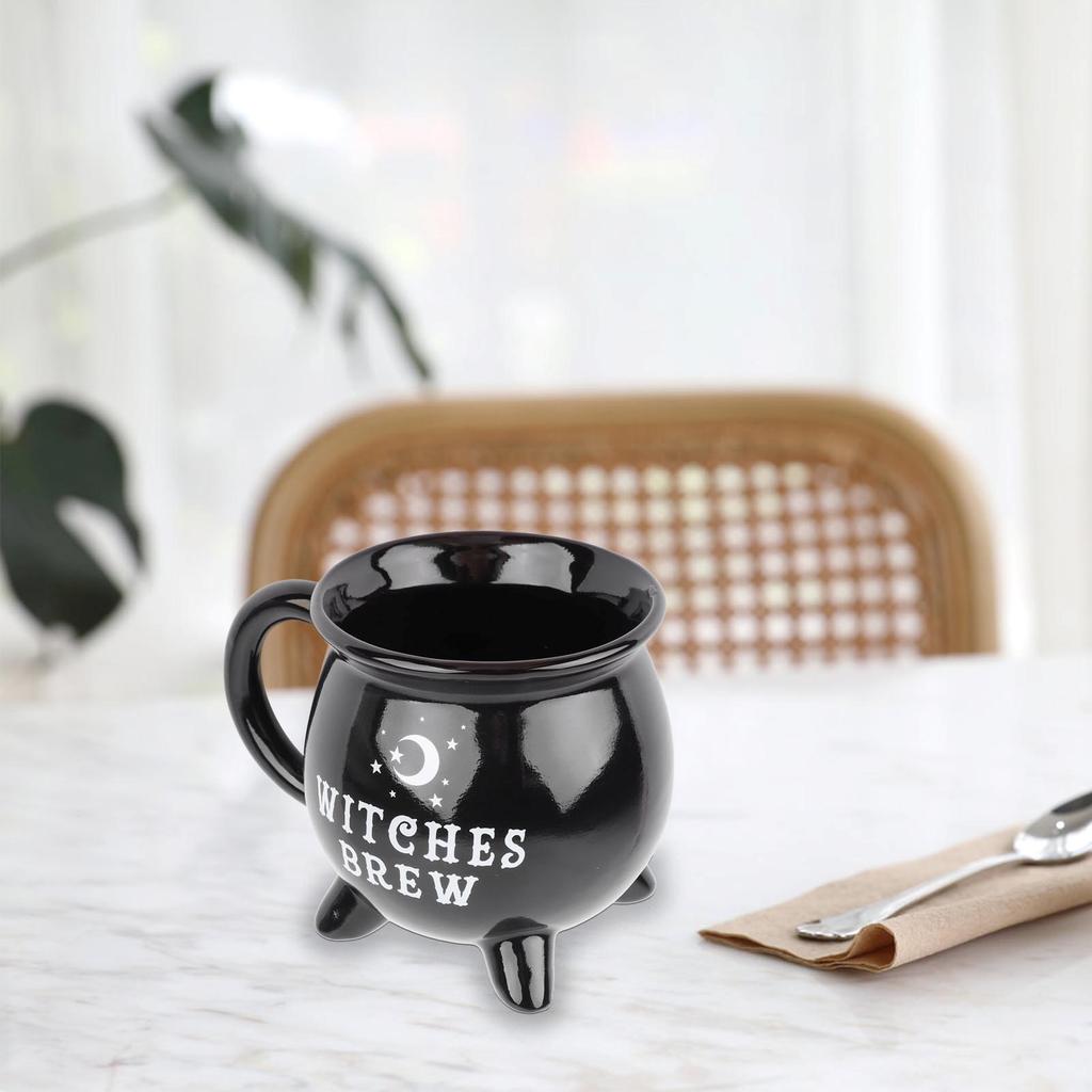 Witches Cauldron Mug 300ml Sealed Witchy Black Cauldron Mug for Halloween Decor Tabletop Decoration Witchy Black Cauldron Mug