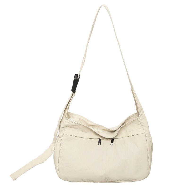 Nylon Crossbody Bag Men Women Casual Shoulder Bag with Front Pockets and Adjustable Strap