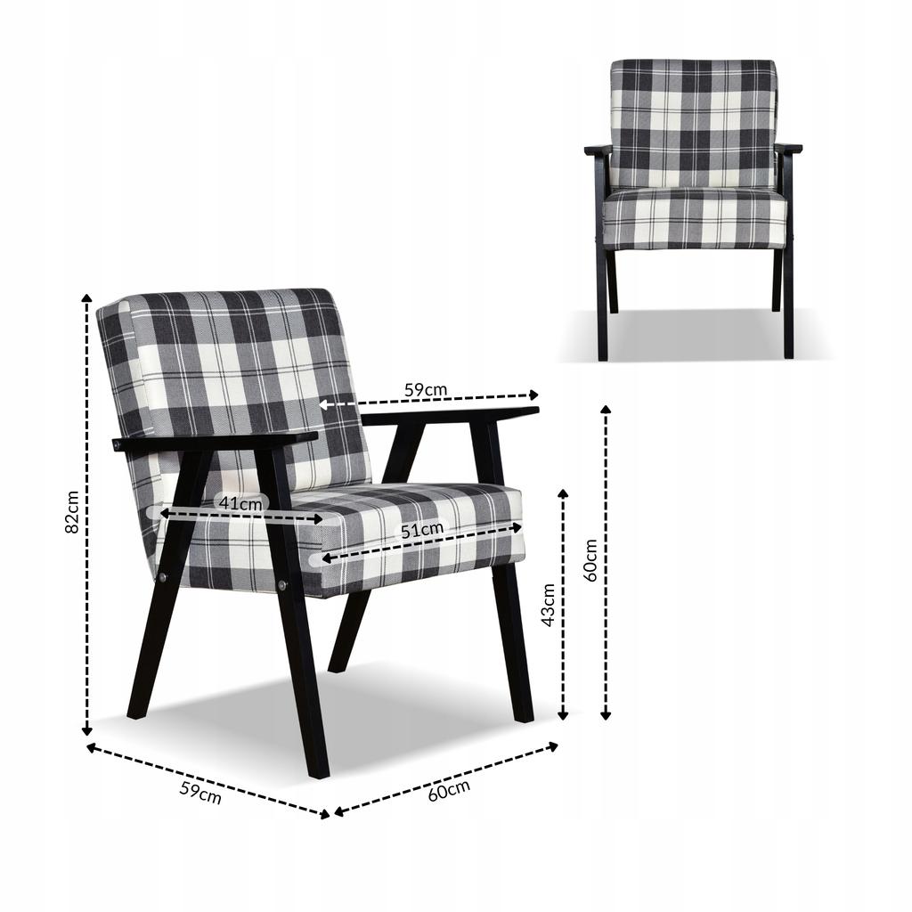 Fotel PRL zestaw retro vintage SOLER Family Meble krata granatowo - biała