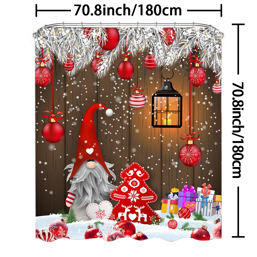 1Pc Waterproof Shower Curtain With Hooks Christmas Snow Scene Bathtub Curtain Soft Floor Rugs Non-Slip Bath Mat Bathroom Decor
