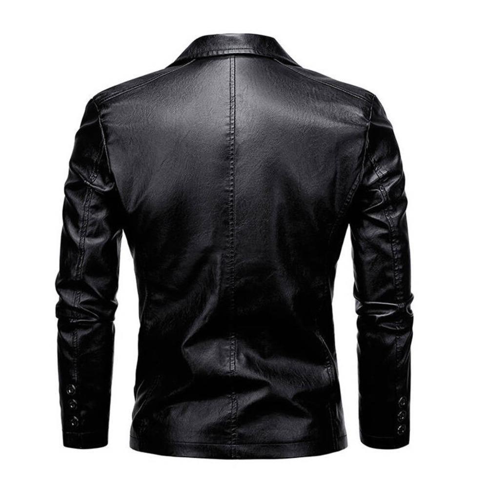 Herren PU Lederjacken für Männer Herbstjacke Knopf Umlegekragen Businessmantel Biker Motorradjacke Slim Fit