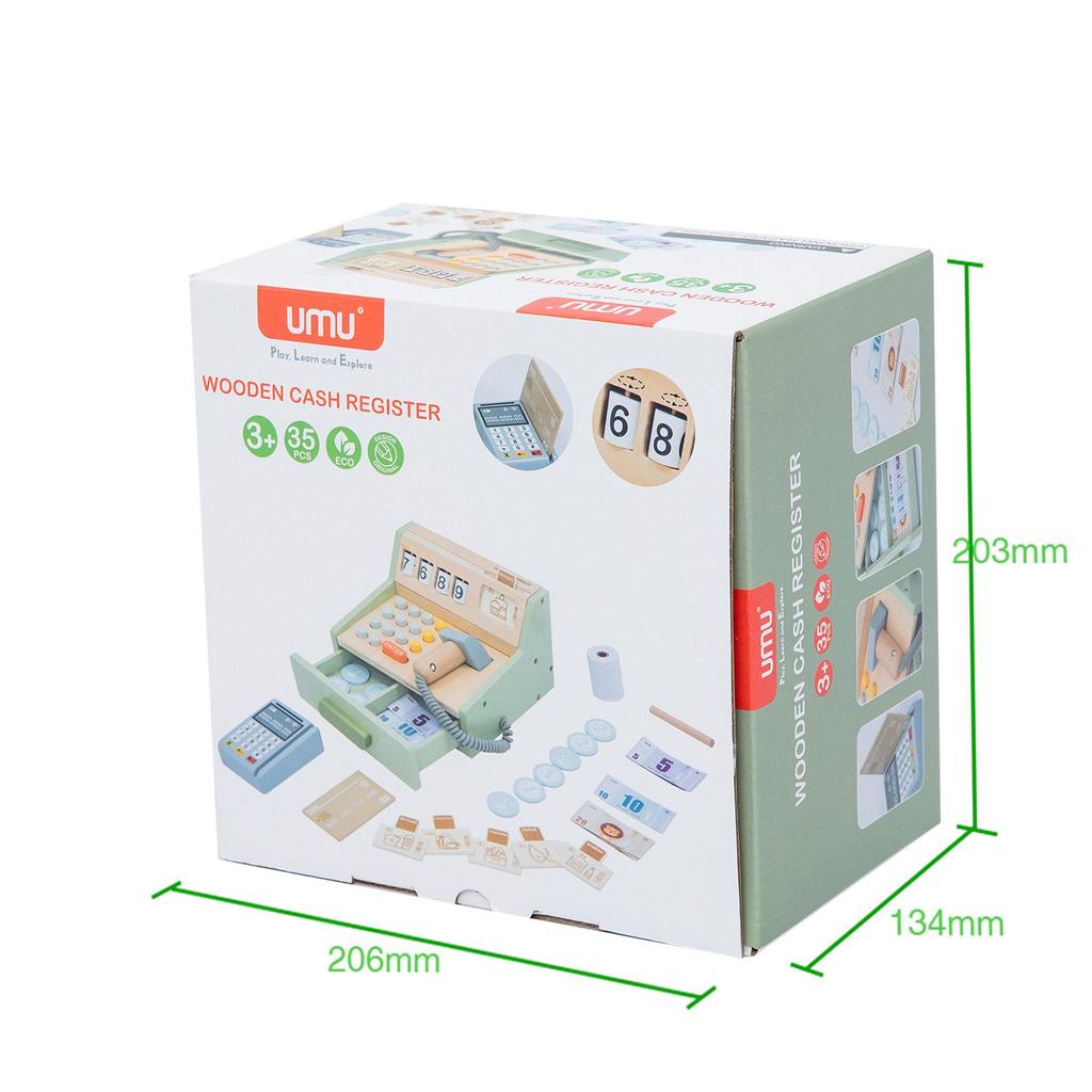 Children's Wooden Cash Register Educational Puzzle Playset