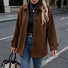 Womens Wool Blend Oversized Coat Winter 2026 Classic Notched Collar Single Breasted Long Sleeve Mid-Length Outerwear