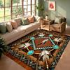 Native American Feather Style Rug Non Slip Soft Easy To Clean Fits Living Room Home Adds Ethnic Mystical Vibe To Cozy Space