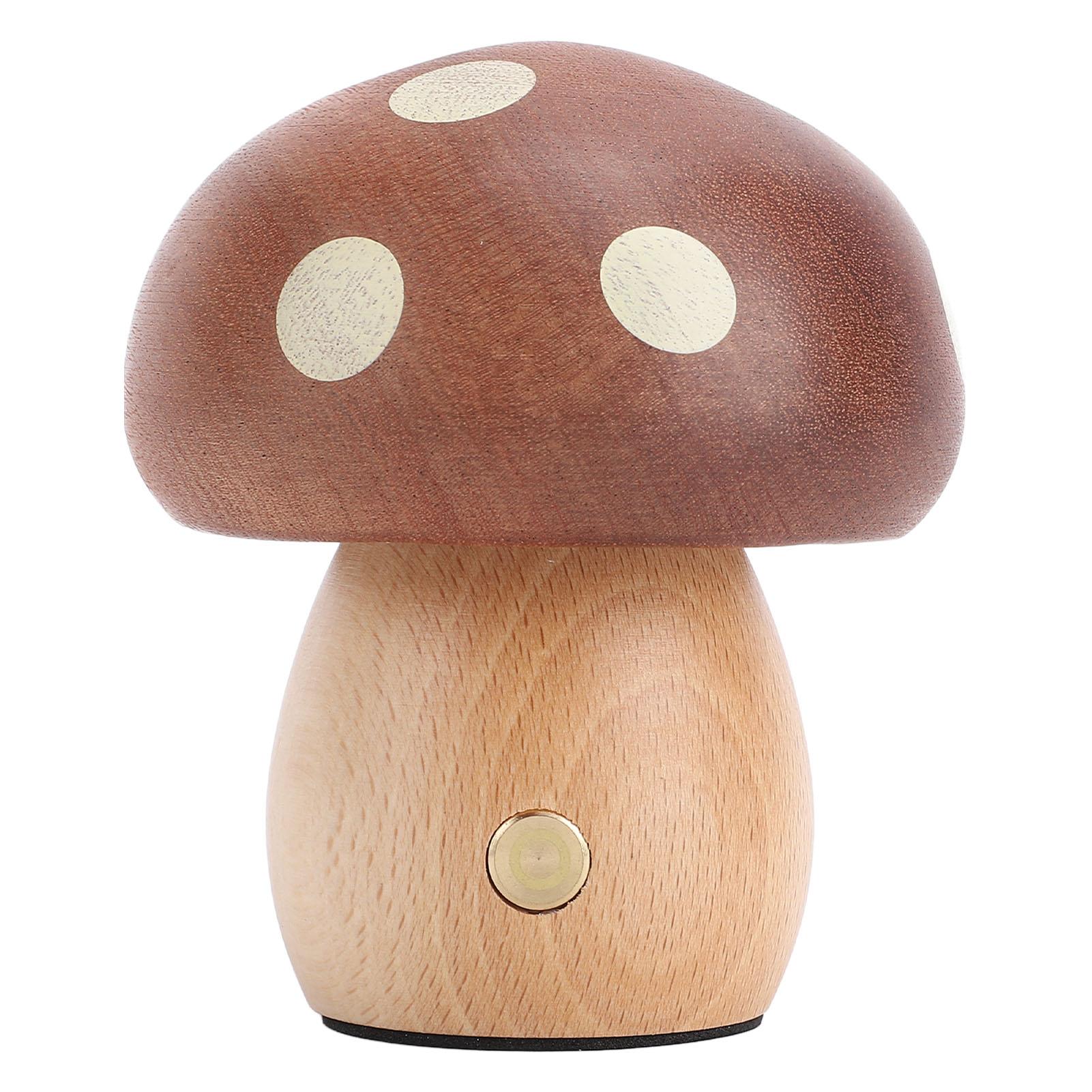 

Mushroom LED Table Lamp Wooden Warm Light Stepless Dimming Rechargeable Bedside Nightstand Lamp for Bedroom Home