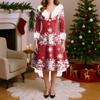 Vánoční večírek Šaty s potiskem pro ženy Vintage vánoční midi šaty Ležérní šaty Koktejlové šaty Party Slavnostní šaty