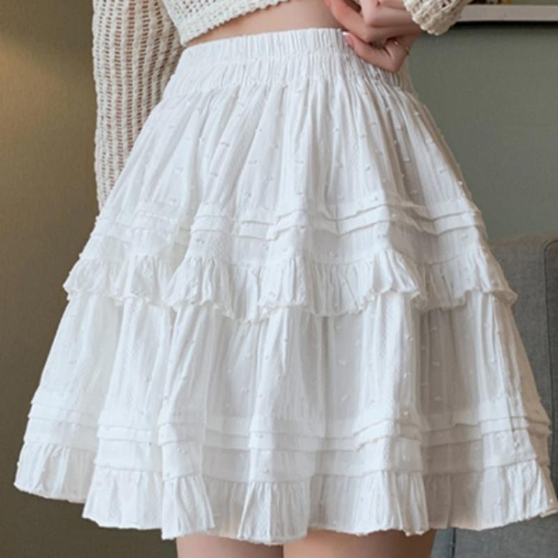 Fashion Trendy Sweet Cake Skirt For Women Summer 2024 New High-waisted Slimming Anti-exposure Fluffy A-line Skirt