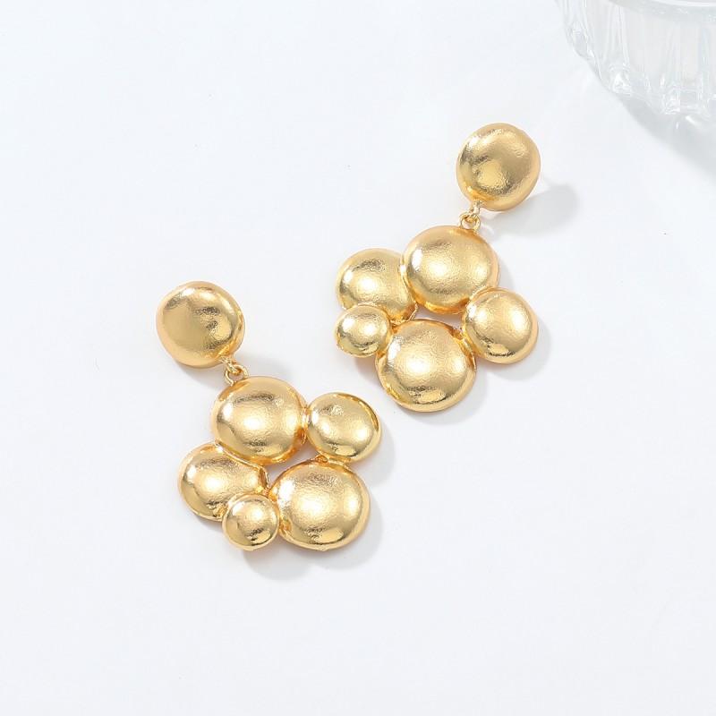 Geometric Dot Cutout Alloy Earrings Women Gold Fashion Minimalist Statement Jewelry 2025