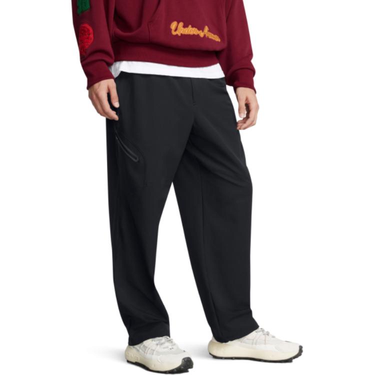 Under Armour Woven Solid Color Simple Comfortable Outdoor Sports Casual Pants Men Bottoms Black 1388824-001