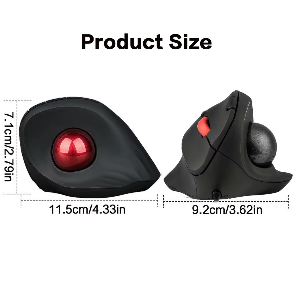 JOMAA Ergonomic Wired Trackball Mouse with Silent Button, Plug and Play, 6.56ft Cable