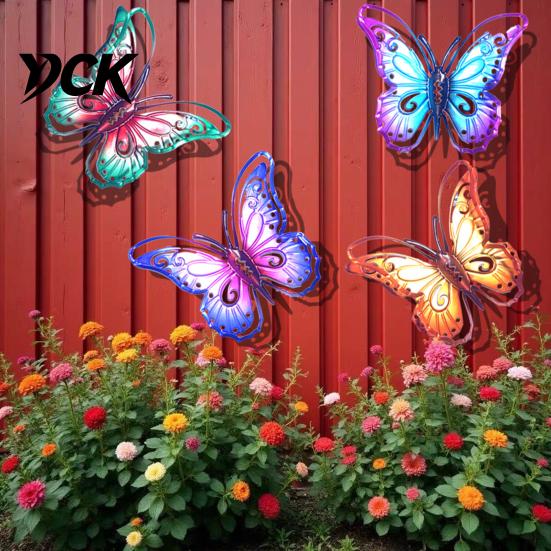 Outdoor Garden Hanging Decor Metal Butterfly Wall Decorations, Art Sculpture, Indoor Living Room Accents Weatherproof for Patio Fence Home Yard