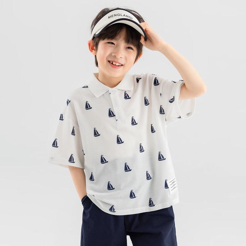 Boys' Sailboat Print Polo Shirt