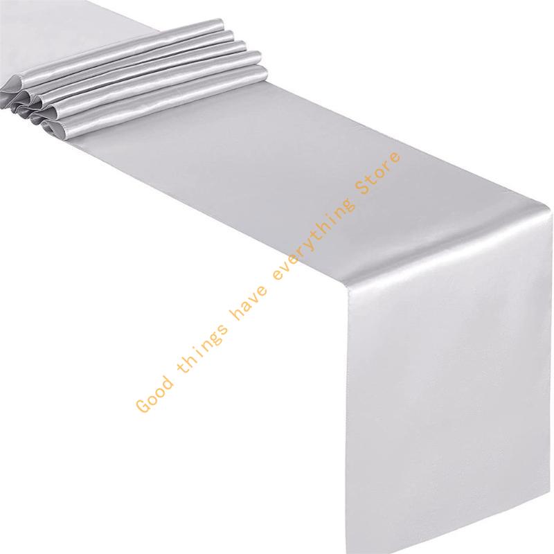 Solid Color Silky Table Runner Collection 12x108Inch, Enhances Ambiances for Various Celebratory Occasion 55KF