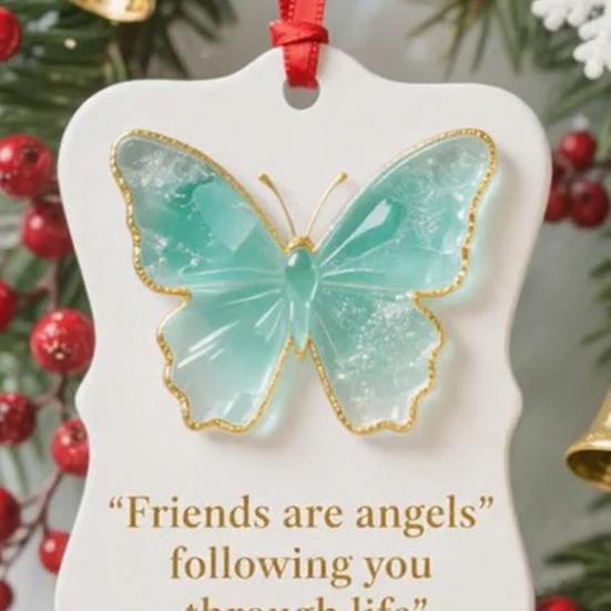 Friendship Butterfly Christmas Ornament Friends Are Angels Hanging Pendant Friendship Keepsake Christmas Tree Decoration Gift for Women Friends