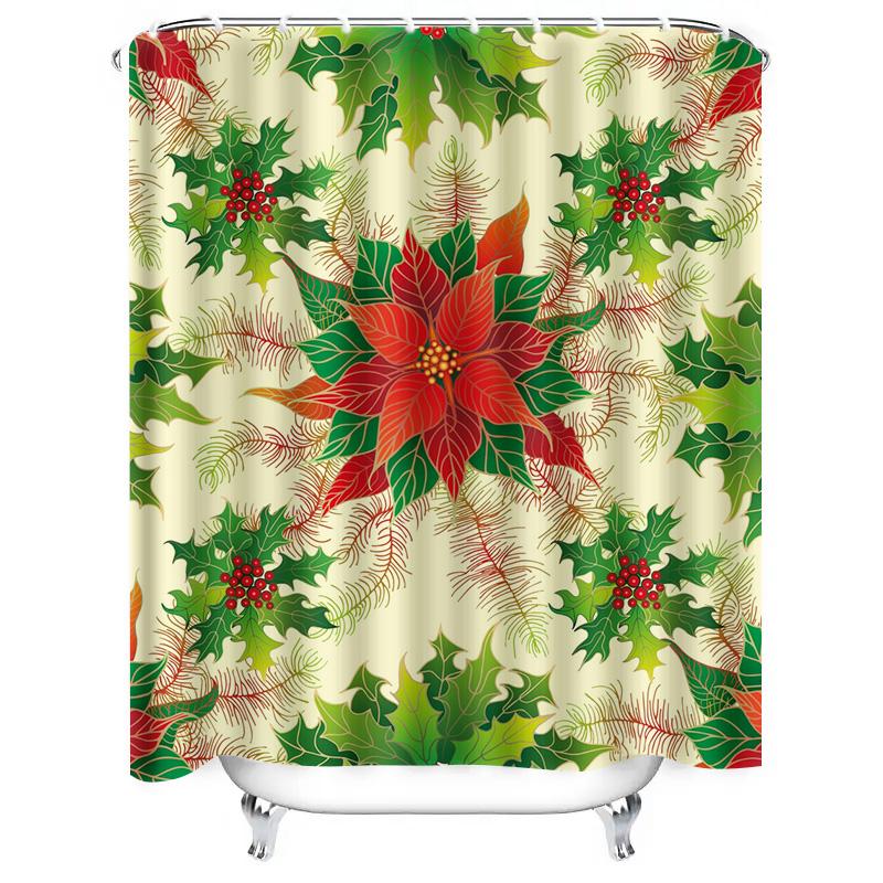 TU Floral Shower Curtain Botanical Pattern Vintage Flower Decor Bathroom Fabric Backdrop Nature Themed Artistic Wall Hanging Hom