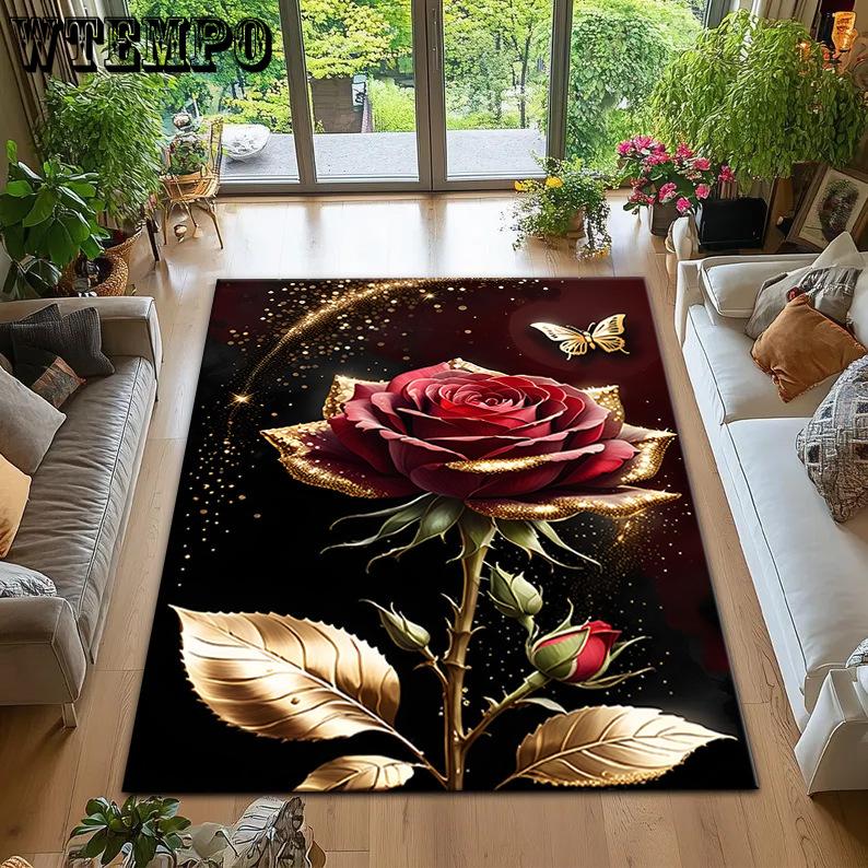 Covor imprimat de pluș, covor pentru dormitor, masă de cafea, canapea, covor rezistent la murdărie și ușor de întreținut, covor de podea
