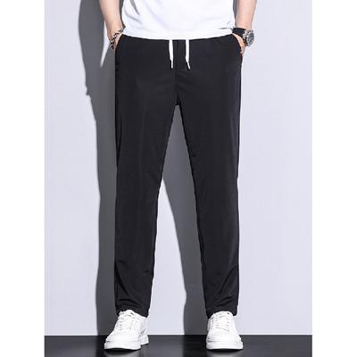 High Stretch Ice Silk Pants For Men, Ice Feeling Straight Leg Pants, Silky Smooth, Breathable, Comfortable, Quick Drying Sports Pants For Men