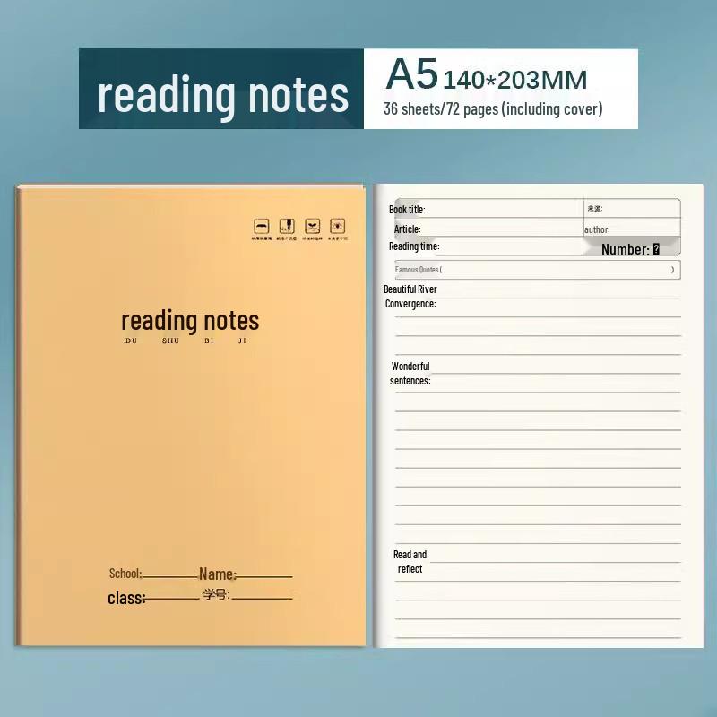 Yika Reading Notes: A5 Excerpts Book for Primary Students