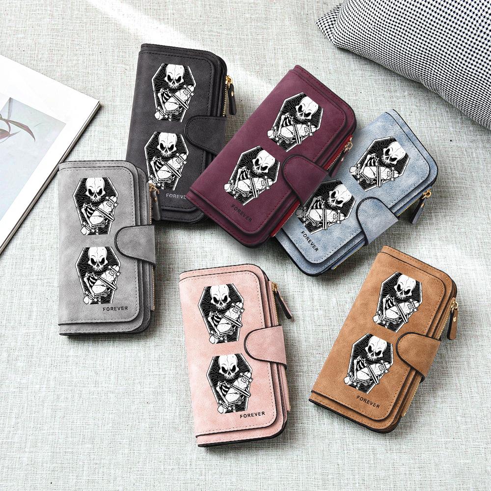 Gothic Skull Pattern Long Wallet Fashion Durable Card Holder Casual Purse for Daily Use