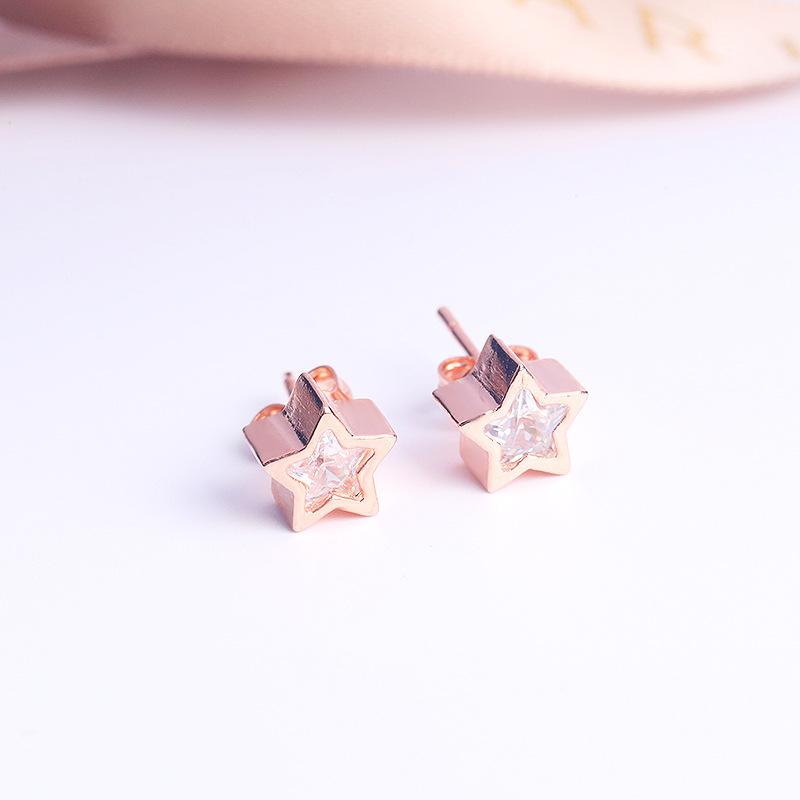 Jewelry Mixed Batch, High-Grade Aaa Zircon Rose Gold Stud Earrings, Flower Earrings.