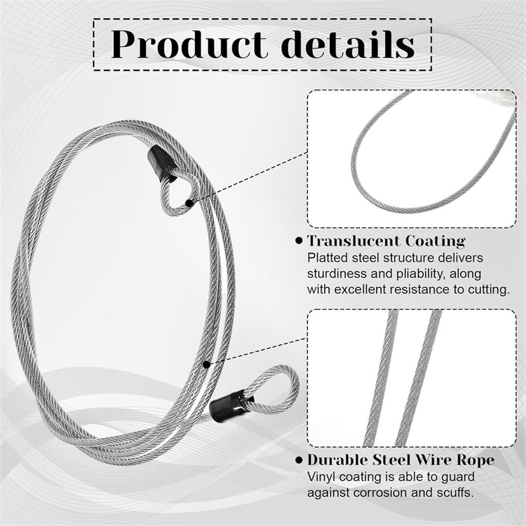 2026 New 20 Pack Cable Locks, 4.9ft X 3mm Steel Security Cable Lock with Double Loops Luggage for U Lock Padlock and Outdoor Use