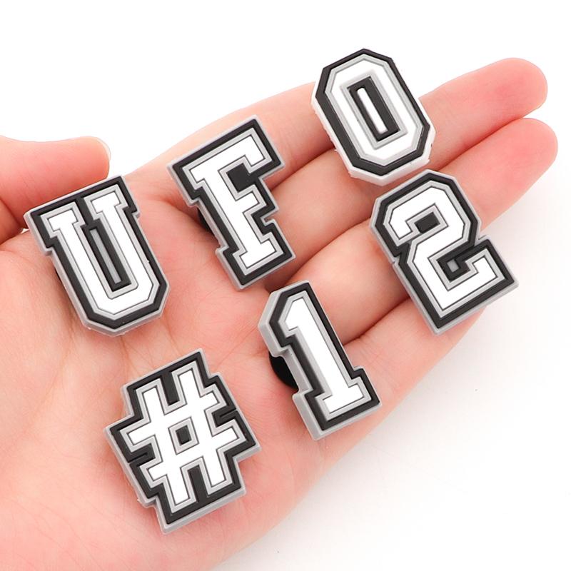 1 Pcs Letter Shoe Charms for Clog Sandals Shoe Decoration Number Alphabet Characters DIY Shoes Charm Pins for Boy Girl Men Women