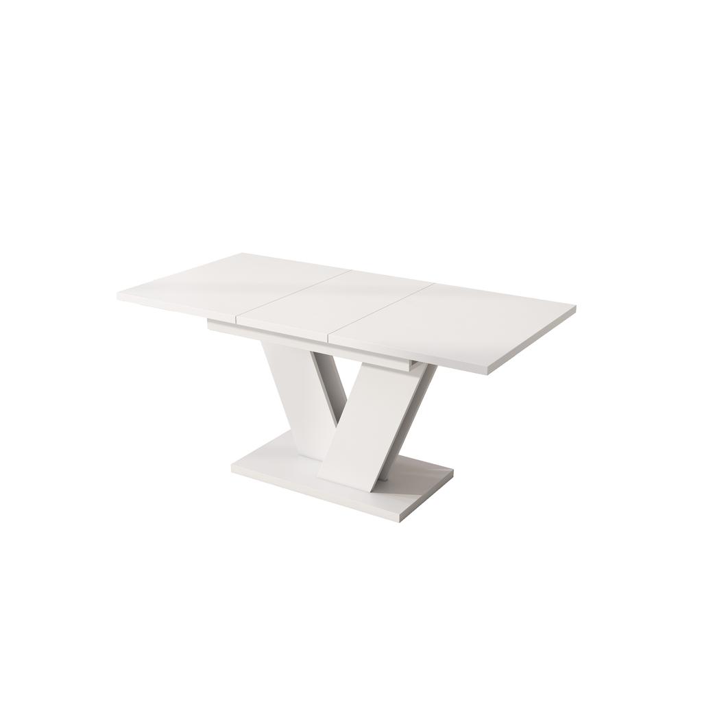 Extendable Dining Table 120/160*80 Cm, Suitable for 4-6 People, Rectangular, Thickened Tabletop, V-Shaped Legs, Simple Style, White