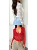 Spring/Summer European-American Sexy Slim Fit Hollow Out Long Sleeve Lace Top