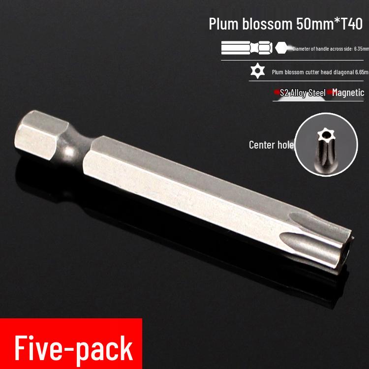 Plum Blossom S2 Magnetic Hex Screwdriver Set - 6.35mm Pneumatic Drill Bit Set