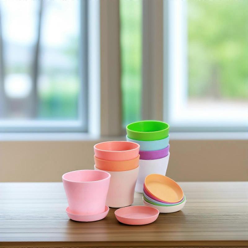 Plastic Flower Pots for Plant Gardening 8Pcs High-Waist Succulent Pot Set